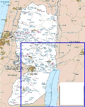 mapa de Cisjordania em ingles