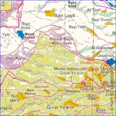 mapa de Cisjordania