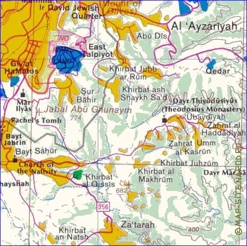 mapa de Cisjordania