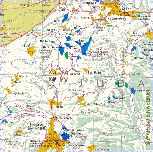 mapa de Cisjordania