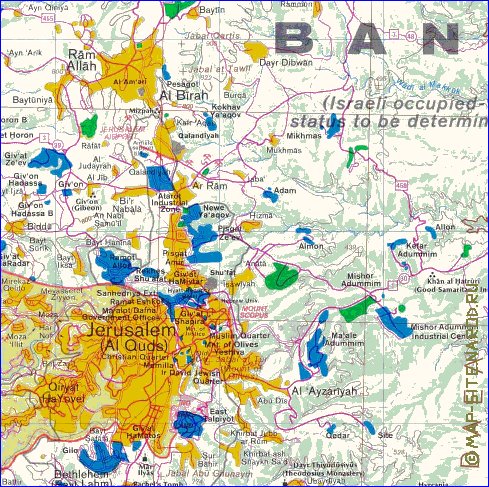 carte de Cisjordanie