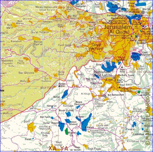 mapa de Cisjordania