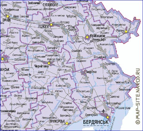 Карта запорожской области подробная с городами и поселками и селами на русском языке