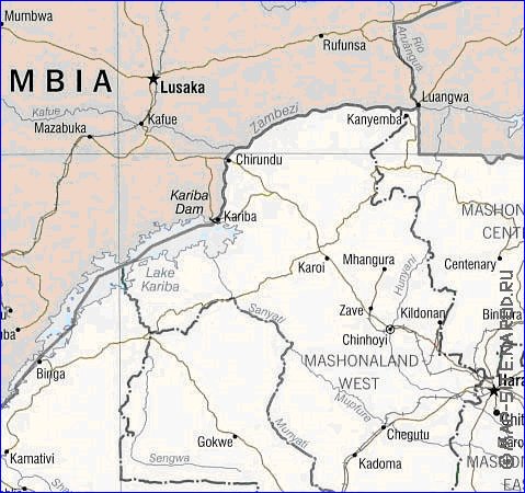 Administratives carte de Zimbabwe