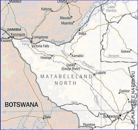 Administratives carte de Zimbabwe