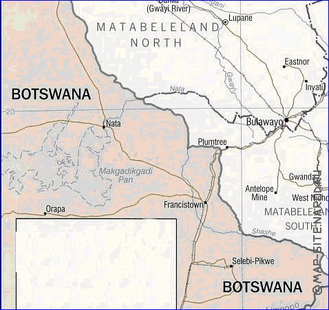 Administrativa mapa de Zimbabwe