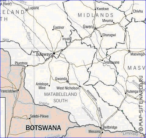 Administratives carte de Zimbabwe