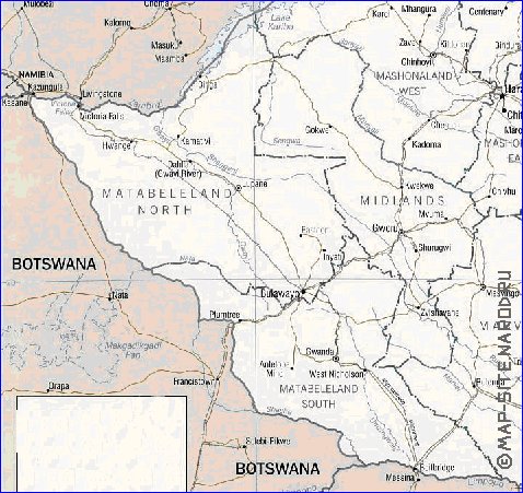 Administratives carte de Zimbabwe