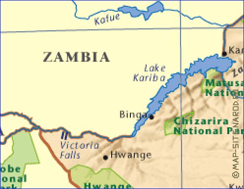 mapa de Zimbabwe em ingles