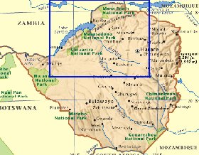 carte de Zimbabwe en anglais