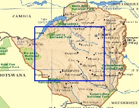 carte de Zimbabwe en anglais