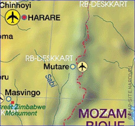 carte de Zimbabwe en allemand