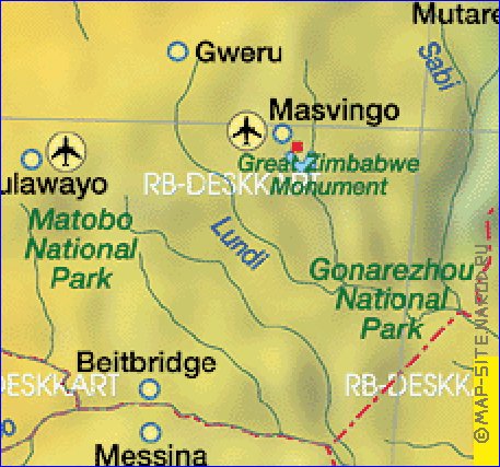 carte de Zimbabwe en allemand