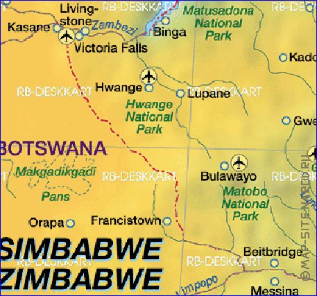 carte de Zimbabwe en allemand