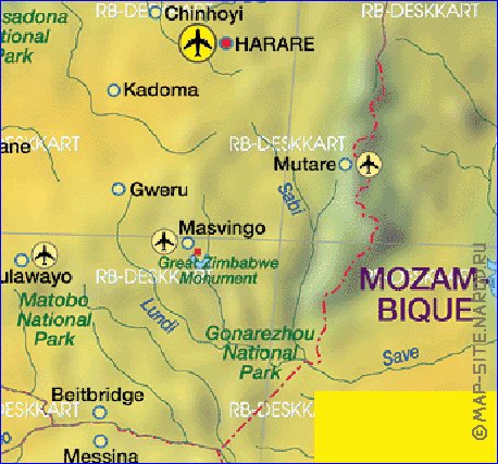 carte de Zimbabwe en allemand