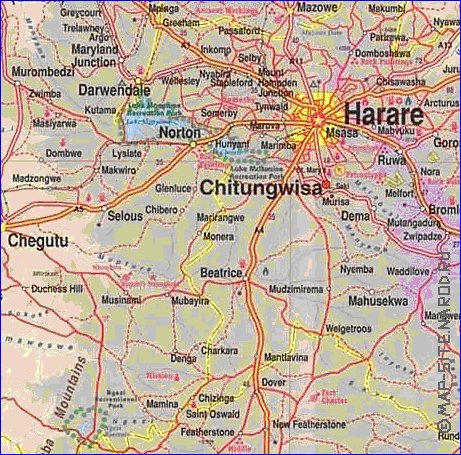 carte de Zimbabwe